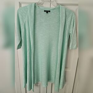 Eileen Fisher Soft Green Linen Blend Open Cardigan EUC